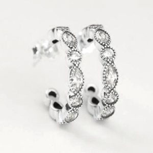 Earrings creole Ethnic set by zirconium in silver