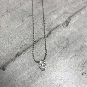 Necklace Joze Little Skull set by zirconium in silver – Collier Joze tête de mort serti de zircons en argent