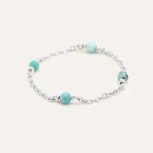 Bague chaînette Satellite Turquoise - Argent