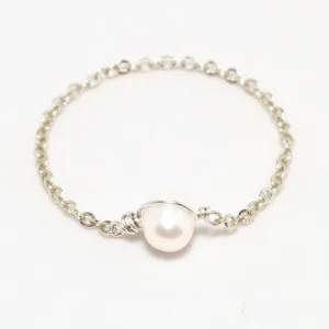 Bague chaînette Stella - Perle de culture - Argent