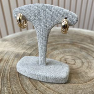 Créoles serties étoilée de trois zircons en plaque or jaune – Joze Paris