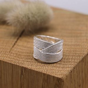 Bague tressée 3 tours en argent massif