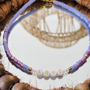 Collier Heishi personnalisé Enfant – Mauve