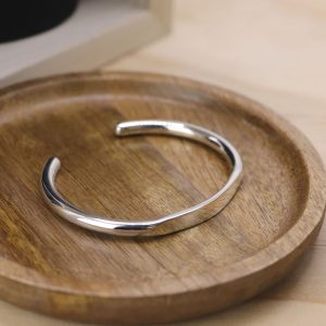 Bracelet homme Jonc avec plaque fil 5mm en Argent massif