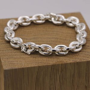 Bracelet homme maille forçat ronde en argent massif