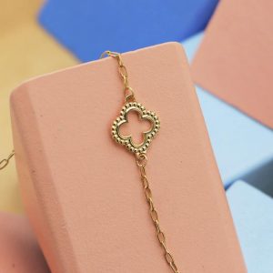 Gourmette junior mini croix romane perlée en Or jaune