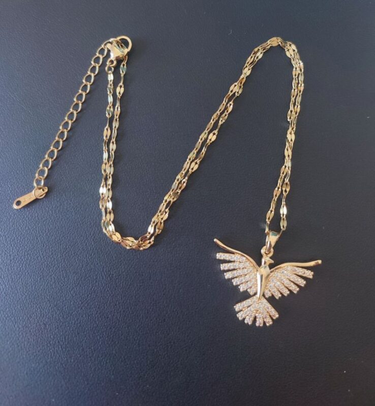 Collier phœnix phénix acier inoxydable pendentif plaqué or – Bijou spirituel – Image 2