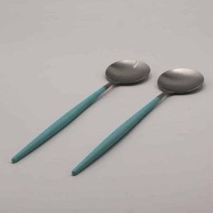 Couverts à salade en Acier brossé Turquoise