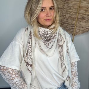 Foulard bandana Pria Ecru Chocolat