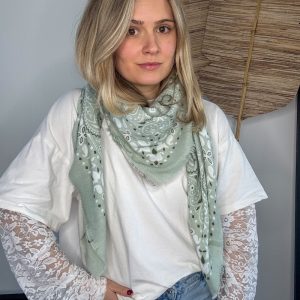 Foulard bandana vert d&rsquo;eau Iris