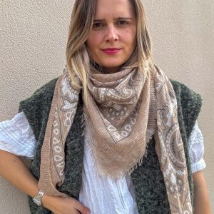 Foulard imprimé bandana camel