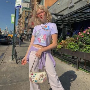 Crop top aesthetics violet – Chats papillons