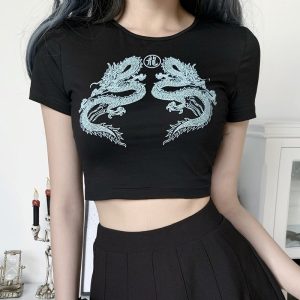 Crop top asiatique – Double dragon