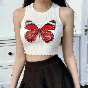Crop top blanc – Papillon