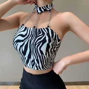 Haut imitation zèbre – Collier