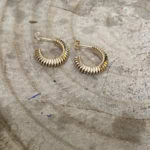 Créoles Joze Paris striées en plaque or jaune