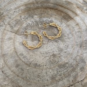 Créoles Joze Paris torsadés maille perlé en plaque or jaune