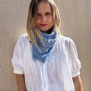 Petit Foulard imprimé bandana bleu jean
