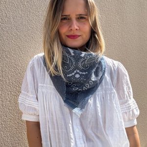 Petit Foulard imprimé bandana marine