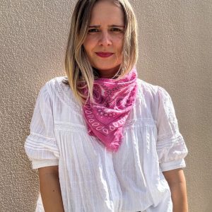 Petit Foulard imprimé bandana rose