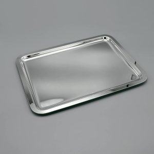 Plateau bords simples 31 x 23 cm en métal argenté