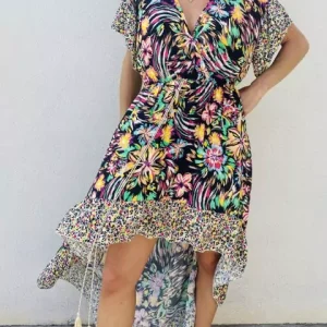 Robe noire bariolée – Boho