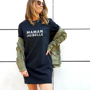 Robe T-shirt Maman Rebelle – noir léopard