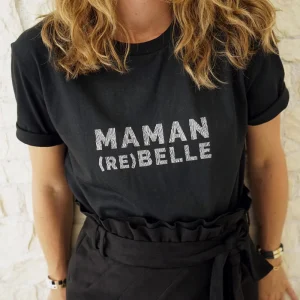 T-shirt Maman Rebelle – zèbre noir