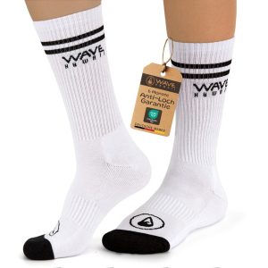 Cotton Crew Socks Stripes + Logo white