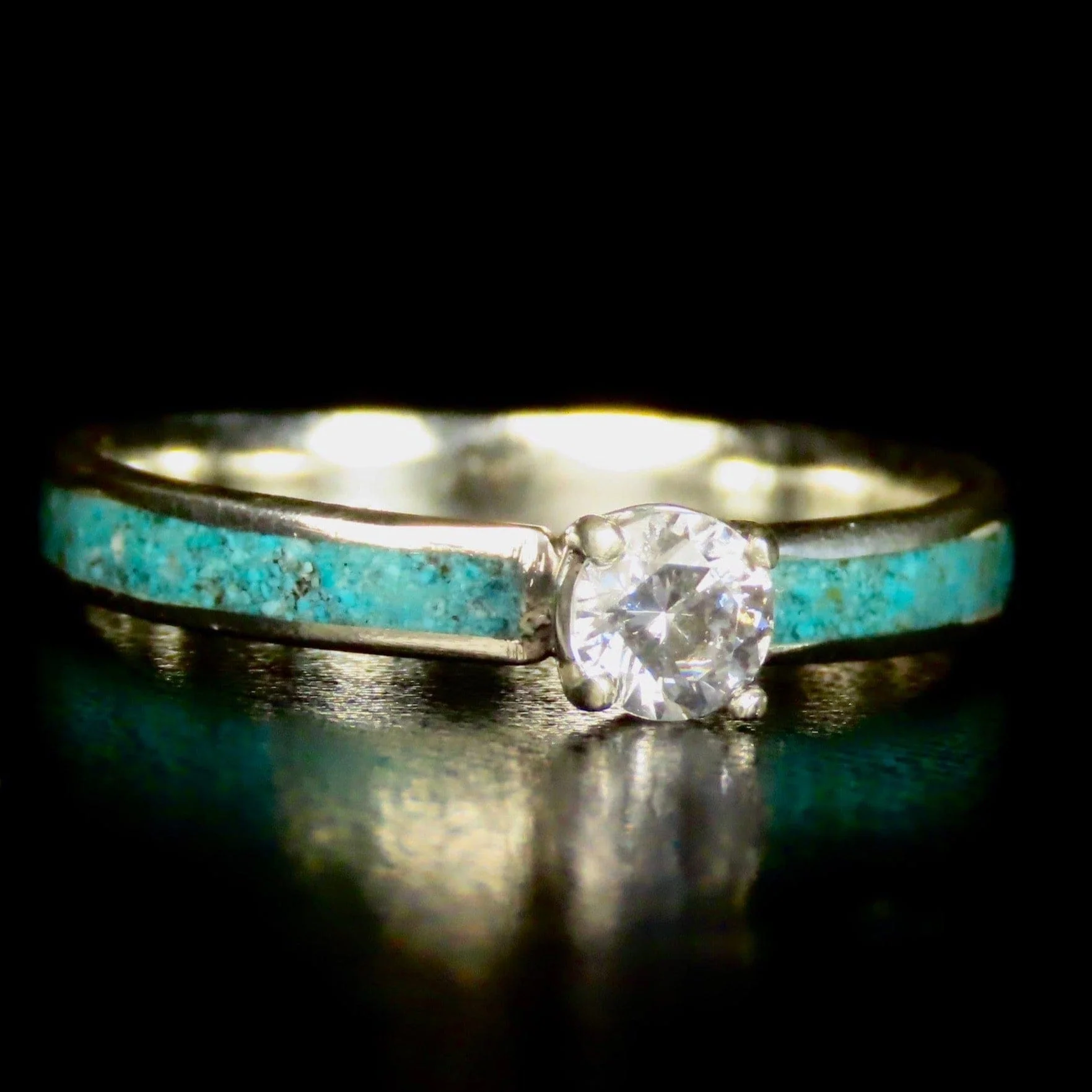 Bague Solitaire en turquoise, or 14K - 18K et moissanite personnalisée – Image 2