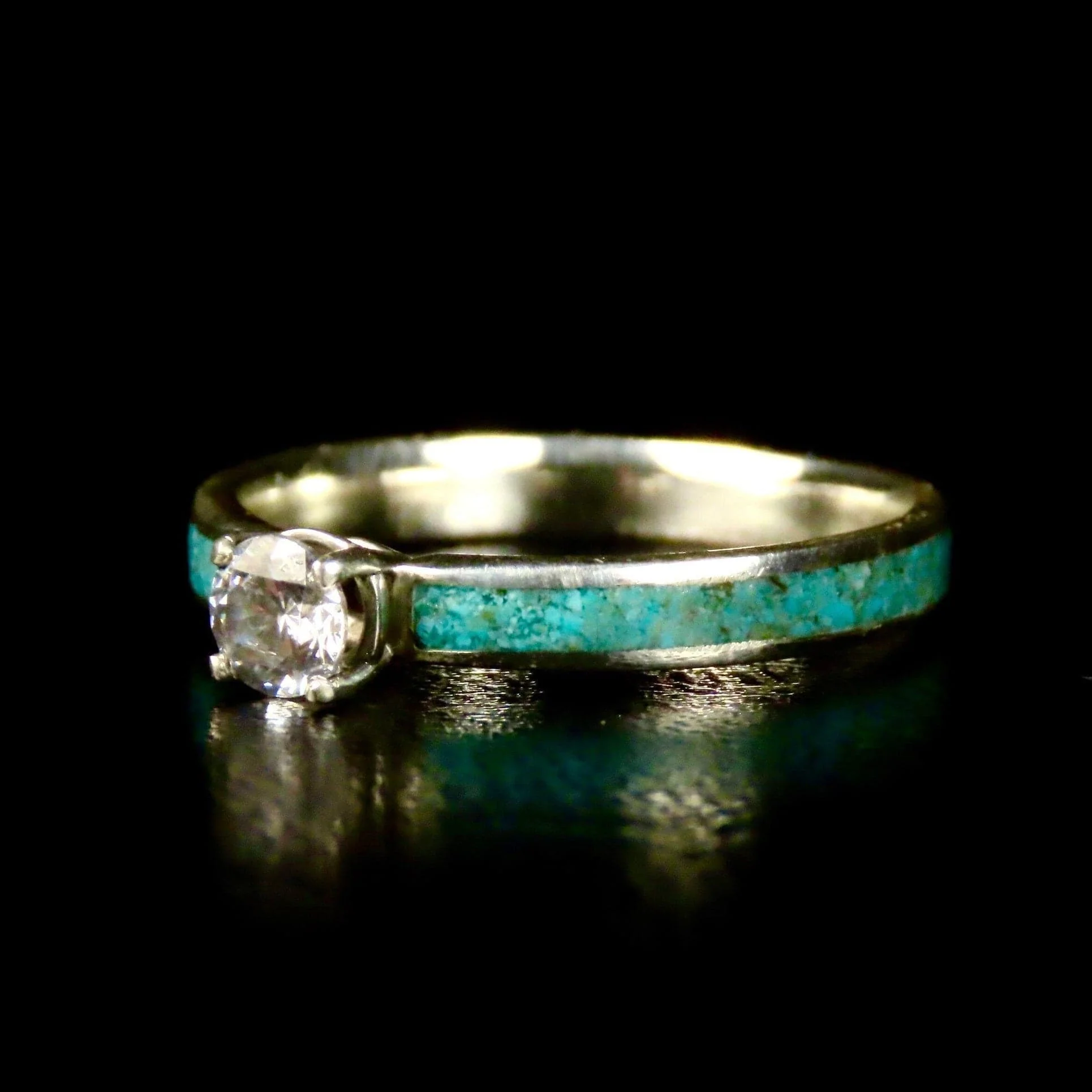 Bague Solitaire en turquoise, or 14K - 18K et moissanite personnalisée – Image 3