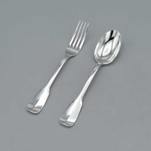Set cuillère et fourchette à dessert VIEUX PARIS en Argent massif