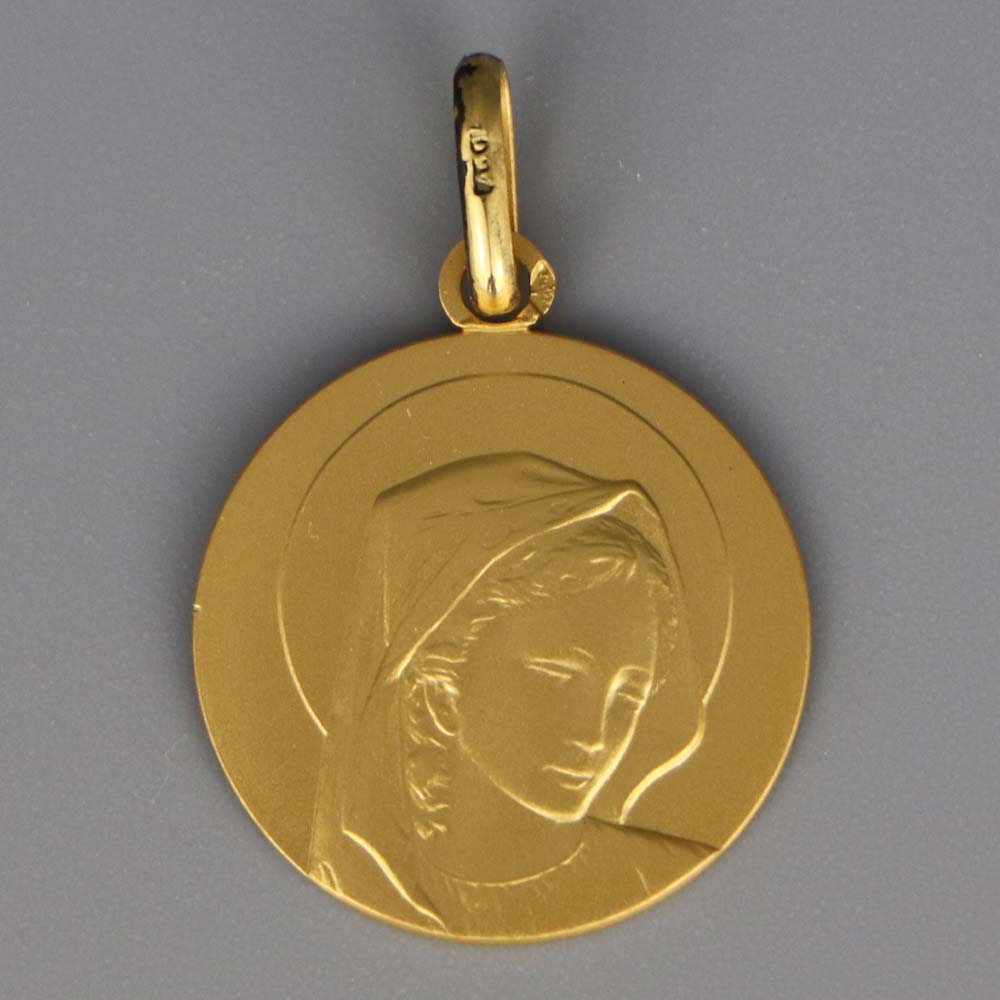 Médaille de baptême Vierge de face en Or jaune 18 carats
