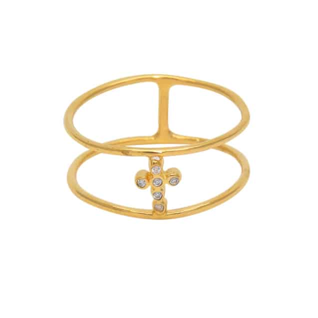 BAGUE DORÉE CROIX – Image 4