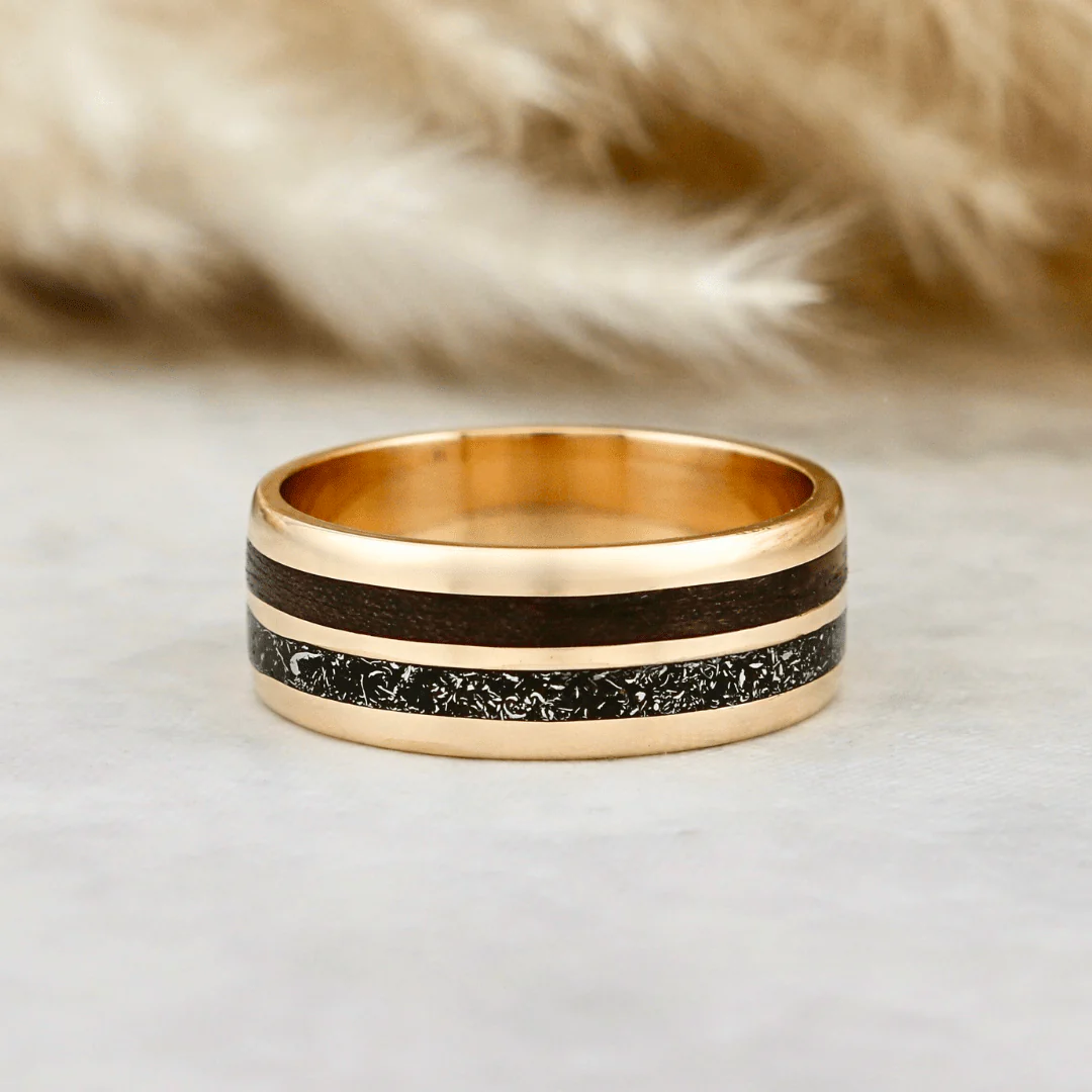 Bague Météorite et bois