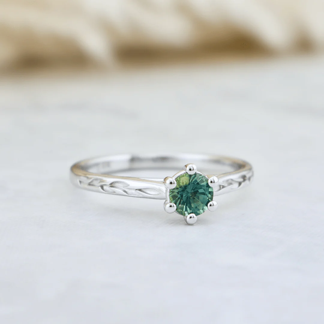 Bagues Ensemble d'alliances en or 14K - 18K ou platine et saphir Bleu - Vert – Image 8