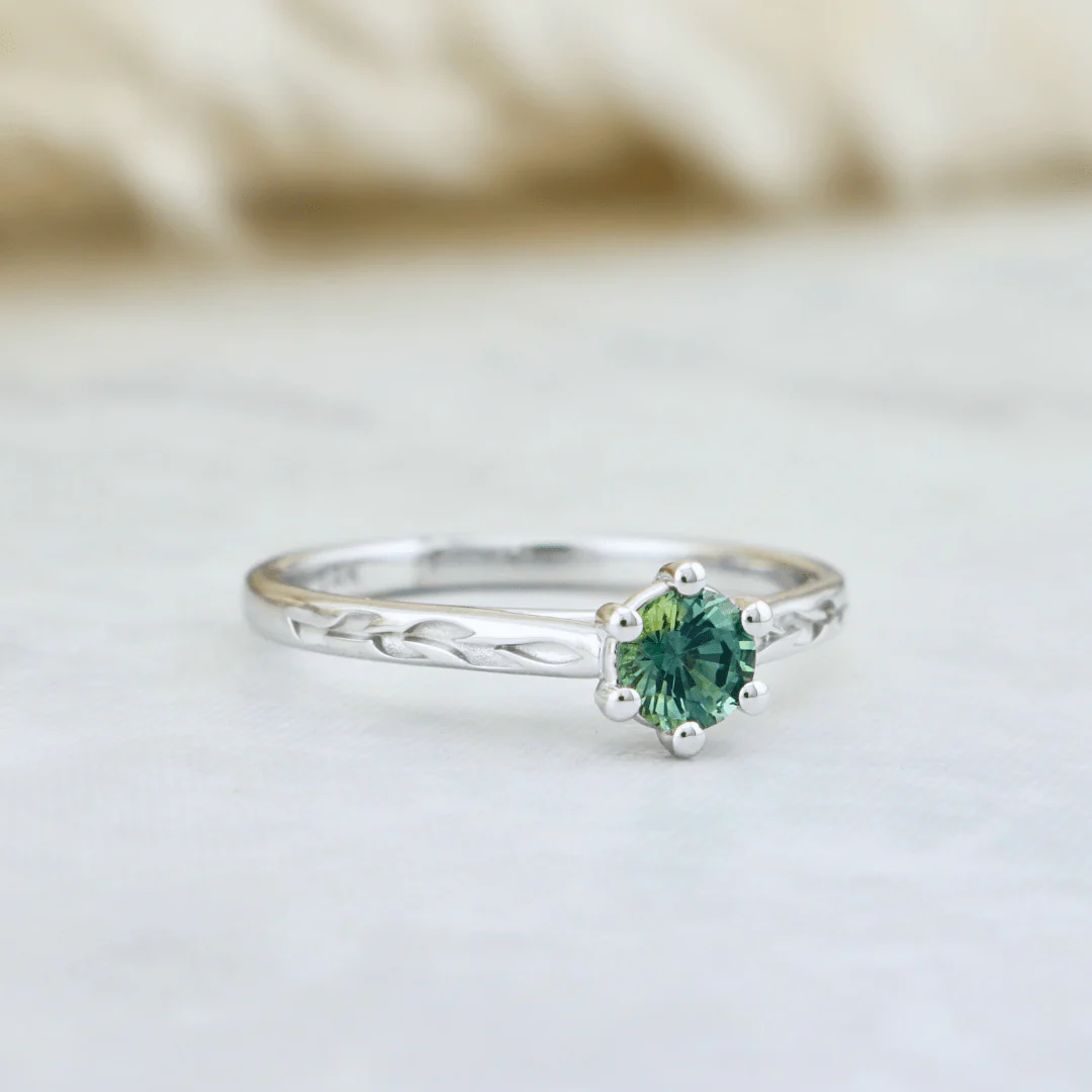 Bagues Ensemble d'alliances en or 14K - 18K ou platine et saphir Bleu - Vert – Image 6