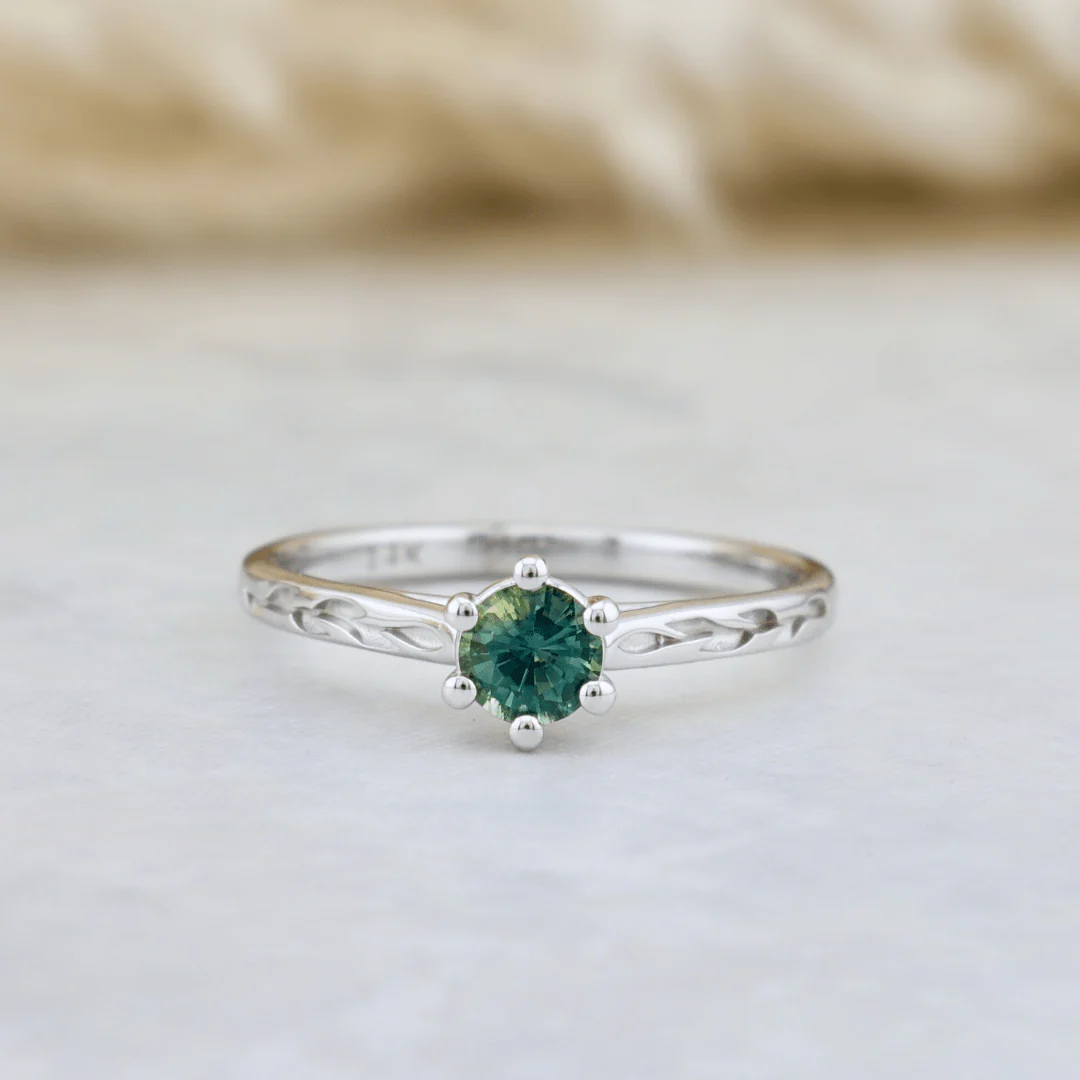 Bagues Ensemble d'alliances en or 14K - 18K ou platine et saphir Bleu - Vert – Image 3