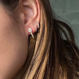 Earrings Creole Joze Pear surrounded by zircon in silver yellow gold plated- Boucles d’oreilles Créoles Joze Poires entourées de zircons en argent plaque or jaune