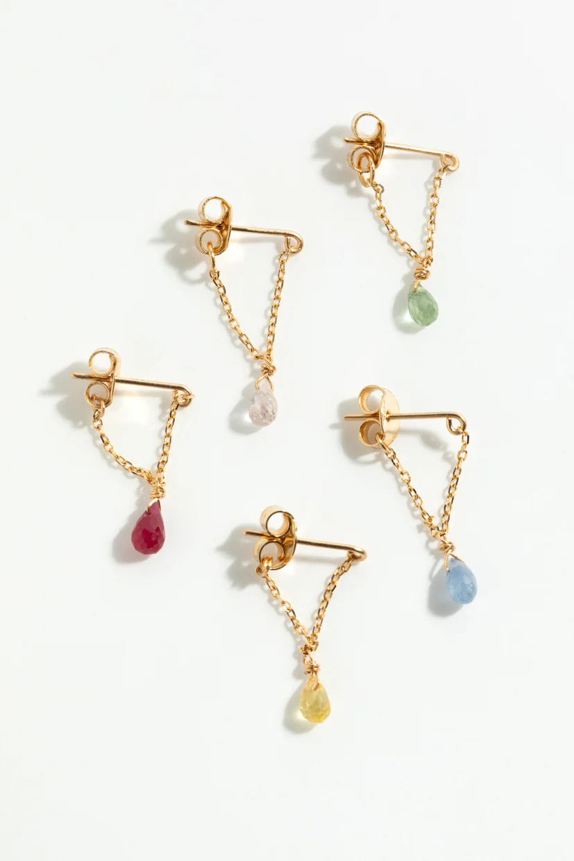 Boucles d'oreilles chaîne Mia essentiel - Or 750‰ Saphir bleu clair – Image 7