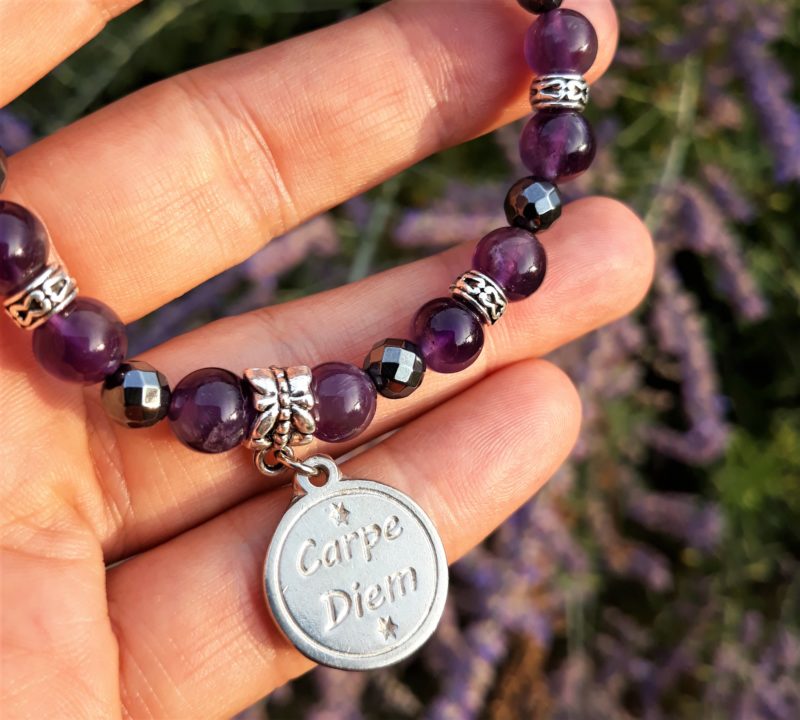 Bracelet Bien-être améthyste et hématite Femme – Fait main France – Bijou d’âme – Image 3