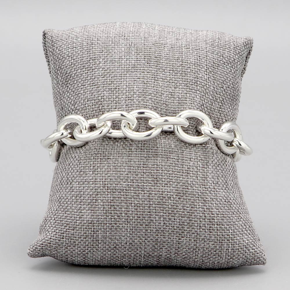 Bracelet maille forçat ronde en argent massif grand modèle