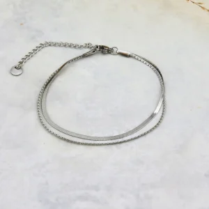 Bracelet de cheville double en acier