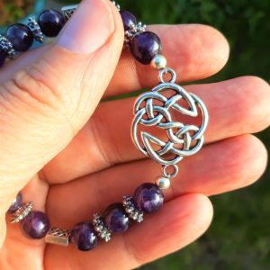 Bracelet celtique Femme améthyste. Fait main France – Bijou énergétique