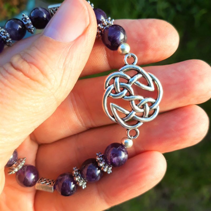 Bracelet celtique Femme améthyste. Fait main France – Bijou énergétique
