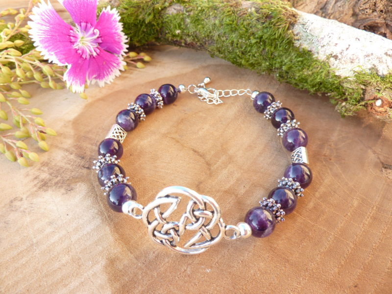 Bracelet celtique Femme améthyste. Fait main France – Bijou énergétique – Image 5