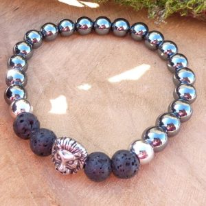 Bracelet Ressource hématite lave pour Homme – Fait main France – Bijou d’âme