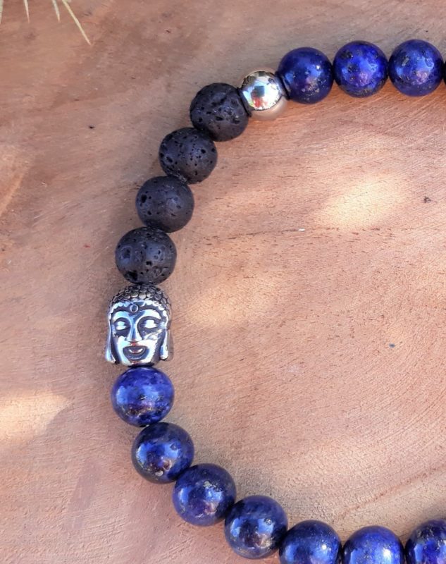 Bracelet lapis lazuli homme, lave pour Homme – fait main France – Bijou énergétique – Image 3