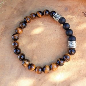 Bracelet celtique protection œil de tigre Homme – Fait main France – Bijou d’âme