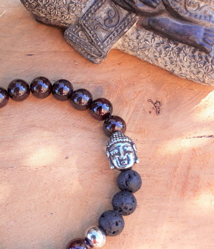 Bracelet Force et Courage grenat pour Homme – Fait main – Bijou énergétique – Image 2